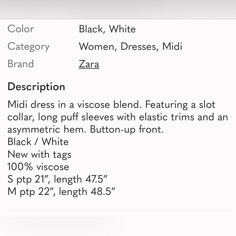 ZARA • Beautiful Abstract Design Black & White Patterned Midi Dress - Picture 7 of 16